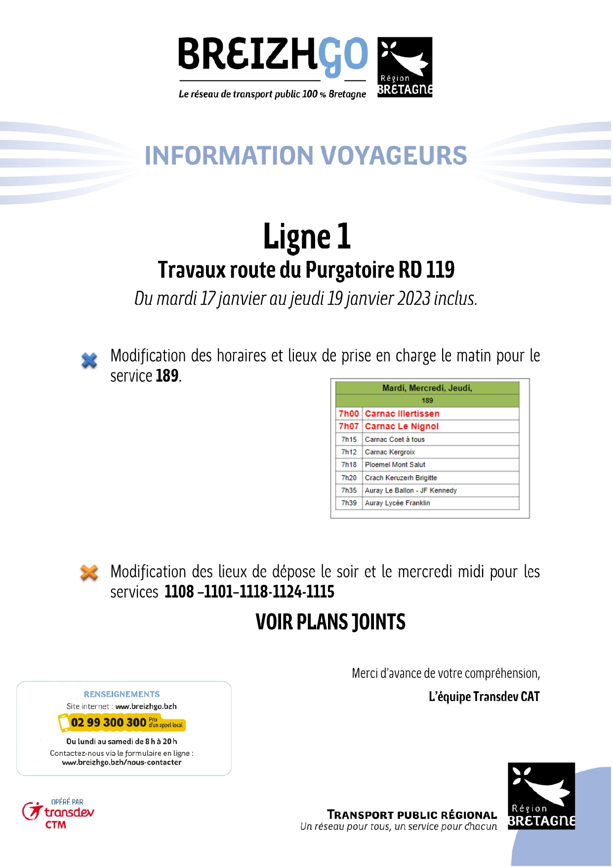 Info voyageur - Travaux RD 119